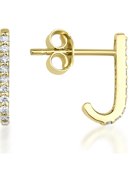 0.14 Karat Pırlanta J Çivi Küpe KRS-K28-14GEZ