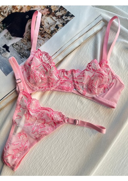 Adele Pink Bralet Takım