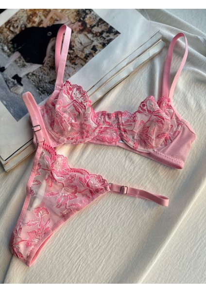 Adele Pink Bralet Takım