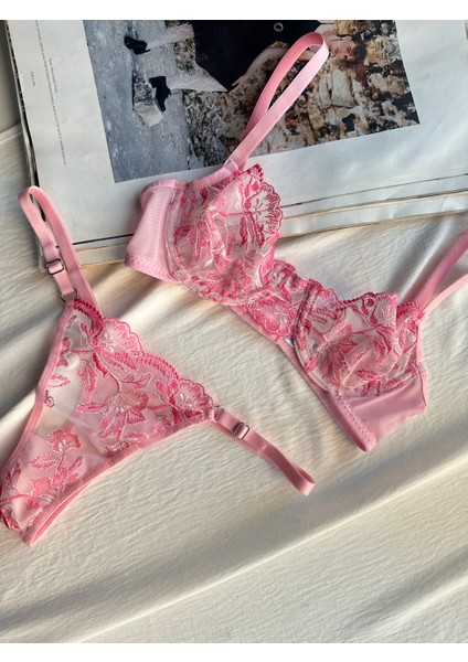 Adele Pink Bralet Takım