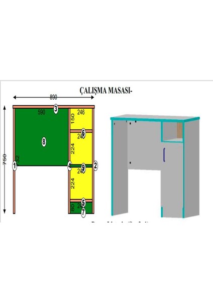 BGR Mobilya Çalışma Masası Bilgisayar Masası- Ofis Masası