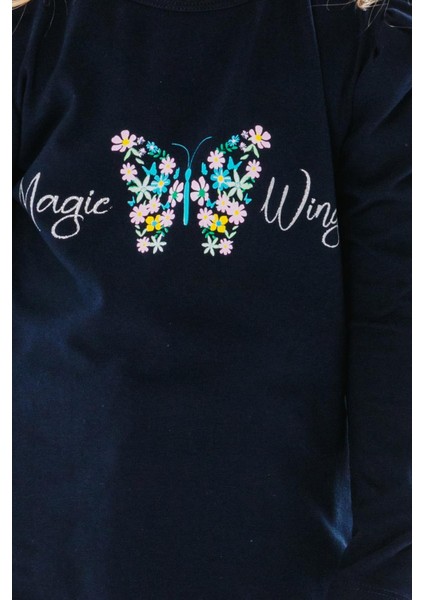 Kız Çocuk Uzun Kollu Tişört Çiçek Baskılı 1.5-5 Yaş, Lacivert modelleri