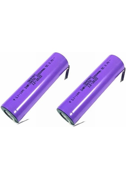 18650 Şarjlı Pil 3.7V 2200MAH 5c Li-Ion Puntolu Mor - 2ADET