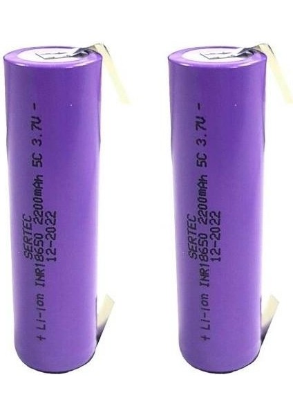 18650 Şarjlı Pil 3.7V 2200MAH 5c Li-Ion Puntolu Mor - 2ADET