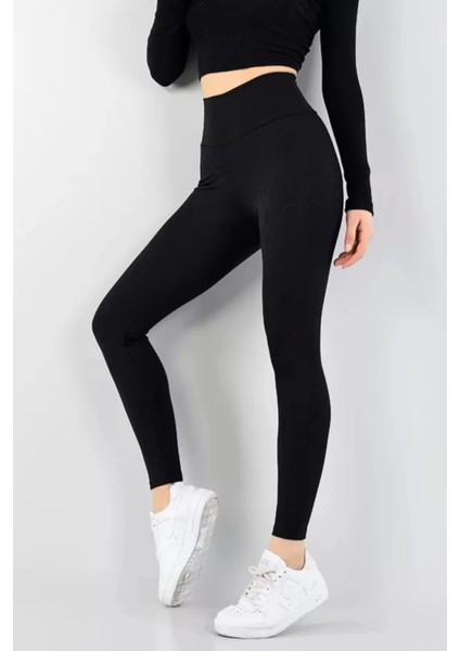 Fitilli Yüksek Bel Kadın Günlük Spor Yoga Tayt