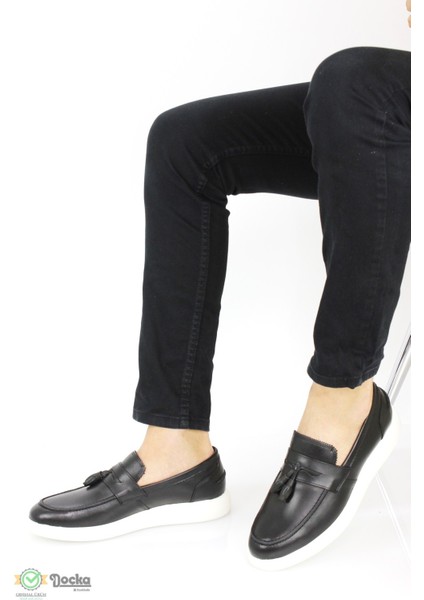 Erkek Deri Spor Tarz Beyaz Taban Loafer Ayakkabı-(Büyük Kalıp) Er23/Cs538-Y modelleri