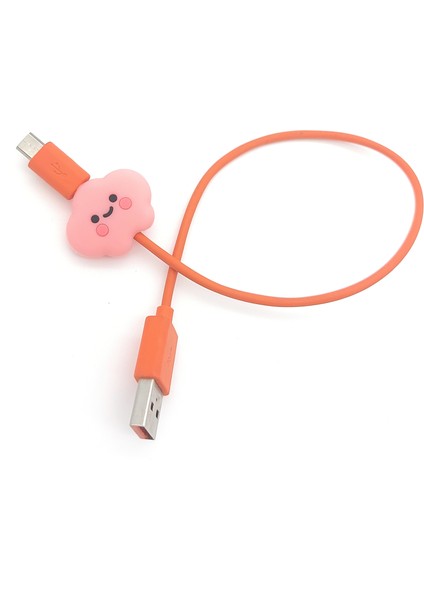 Şarj Kablosu Kablo Ucu Koruyucu Koruma Kaplama Figür Pink Cloud