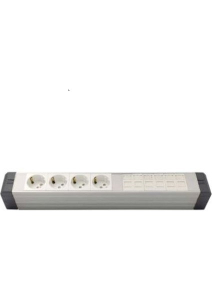 Yatay Donatılmış Alüminyum Brotik 4'li Blok Priz + 6 Cat3 Telefon Veya Cat5 – CAT14 Data Prizi