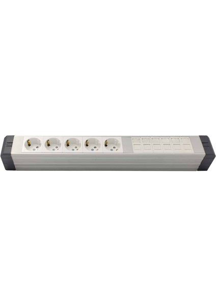 Yatay Donatılmış Alüminyum Brotik 5'li Blok Priz + 6 Cat3 Telefon Veya Cat5 – CAT16 Data Prizi