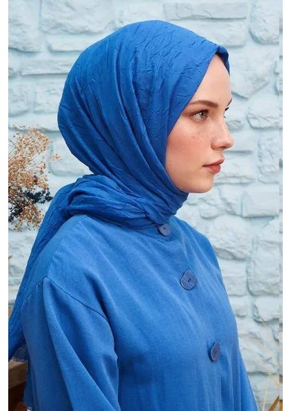 Bambu Kraş Şal - Saks Mavisi