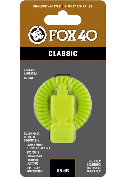 Fox 40 Classic Safety Düdük Neon Sari - Bileklikli 9935-1300