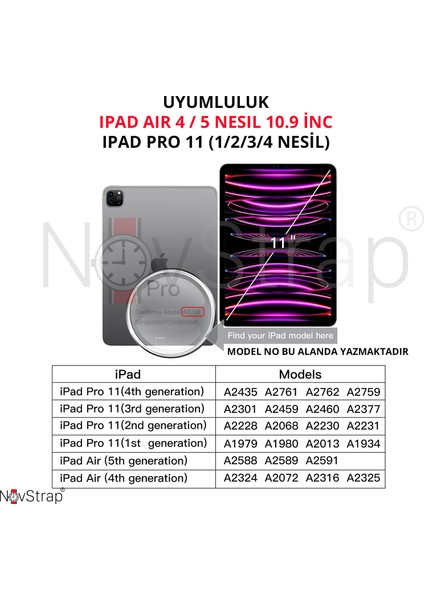 Novstrap Apple iPad Pro 11 2/3/4 Nesil ile Uyumlu Mıknatıslı Tak Çıkar Paper Like Ekran Koruyucu