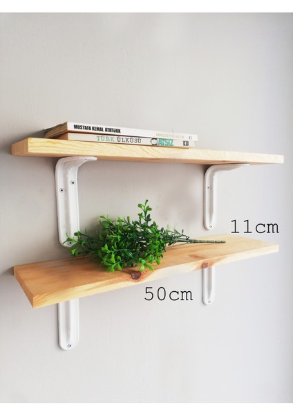 2'li Metal Ayaklı, Ahşap Kitaplık Duvar Rafı 50X11 fırsatları