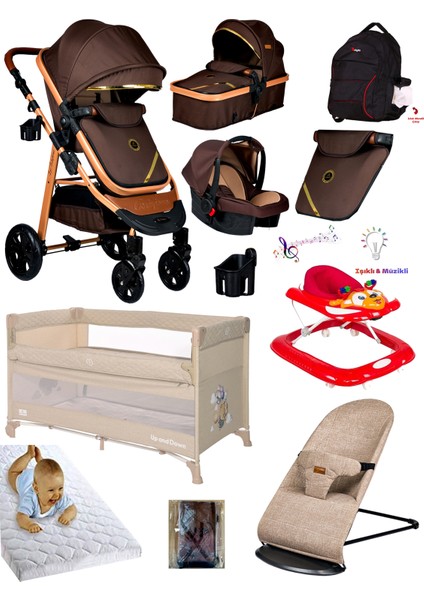 Baby Home Yeni Doğan Full Set  940 Travel Sistem Bebek Arabası Lorelli Anne Yanı Park Yatak Beşik 370 Ana Kucağı Geyik Yürüteç