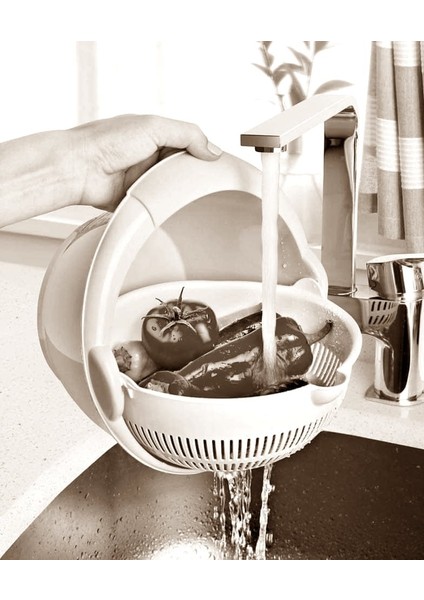 Antrasit Gri Dönerli Çiftli Süzgeç Makarna Süzgeci fiyatları