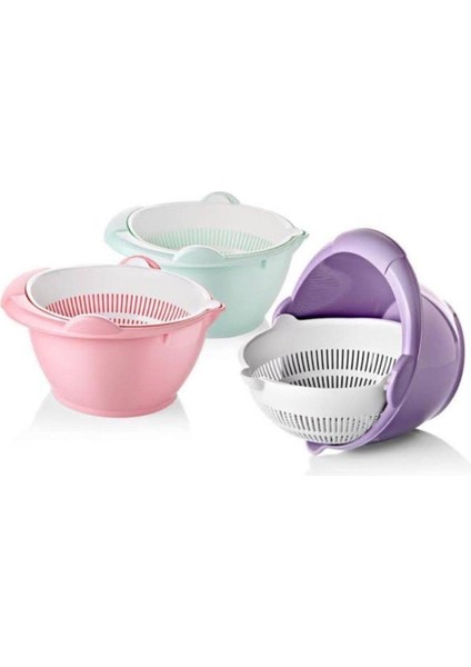 Antrasit Gri Dönerli Çiftli Süzgeç Makarna Süzgeci modelleri