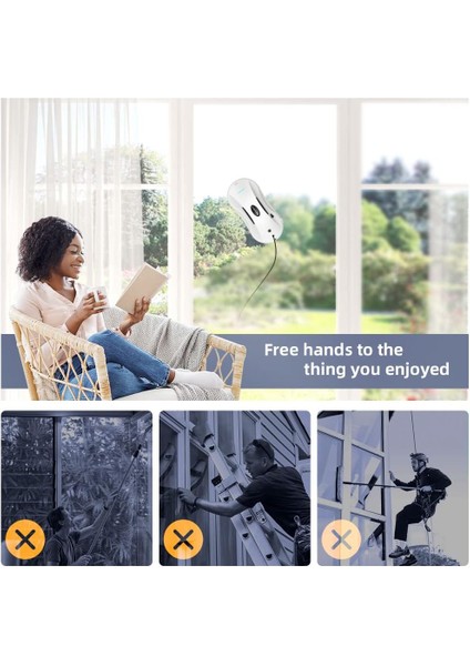 Alfabot X7 Akıllı Cam Temizleme Robotu, Otomatik Su Püskürtmeli