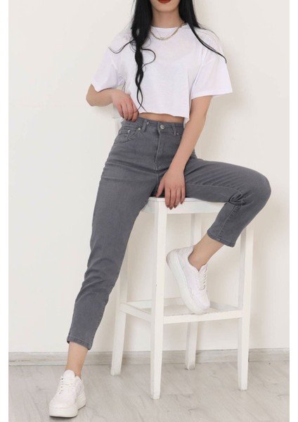 Koyu Gri Boyfriend Kot Pantolon