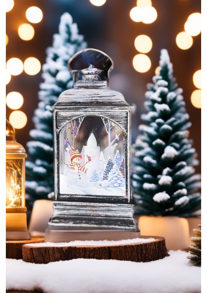 Yılbaşı Ağacına Asılabilen Silver Kardan Adamlı Noel LED Işık 15 cm