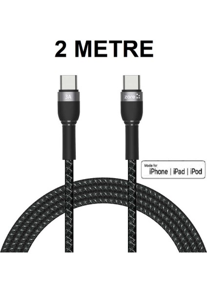 İPHONE15/15 PRO/15PLUS/15 Pro Max Serileri Uyumlu Type-C To Type-C Yeni Nesil Hızlı Şarj Kablosu Hasır Örgü Şarj Kablosu