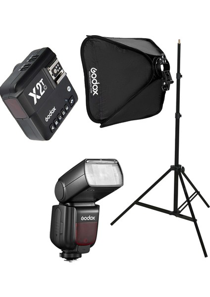 TT685II-C Canon Flaş Full Set Tepe Flaş + x 2T-C Tetikleyici + Işık Ayağı + 50 x 50 Softbox
