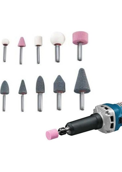 Hobi Gravür Dremel Taşlama Ucu Mini Metal Ahşap Oyma Seti Parlatma Çapak Alma 10 Parça Matkap Uyumlu