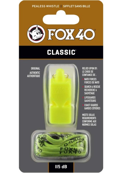Fox 40 Classic Safety Düdük Neon Sari - Ipli 9903-1308