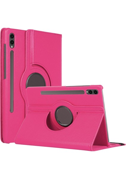 Samsung Galaxy Tab S9 Fe+ Kılıf 360 Rotating Stand Deri Koyu Pembe