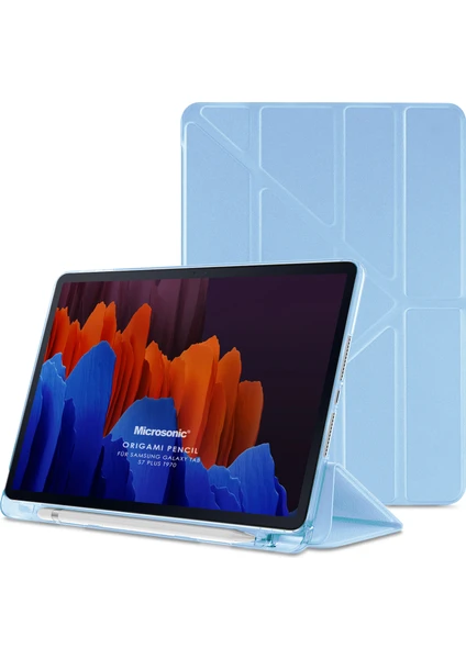 Samsung Galaxy Tab S9 Plus X810 Kılıf Origami Pencil Mavi