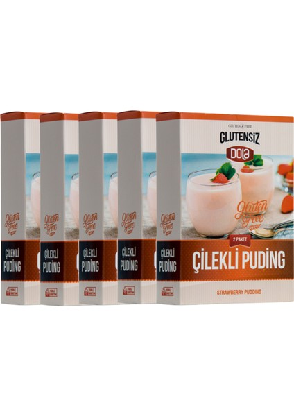 Glutensiz Çilekli Puding 5 Adet