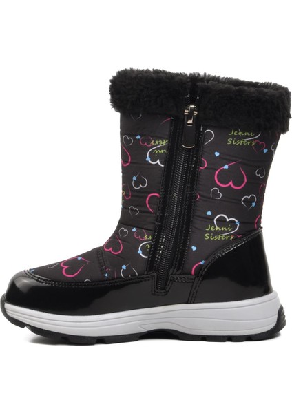 1555-P Siyah Içi Polarlı Kız Çocuk Kar Botu modelleri