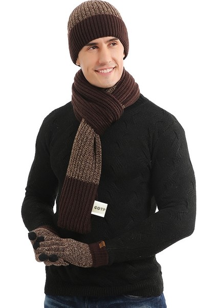 Erkek ve Kadın Kışlık Polar Örme Şapka 3'lü Set (Yurt Dışından)
