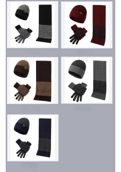 Erkek ve Kadın Kışlık Polar Örme Şapka 3'lü Set (Yurt Dışından)