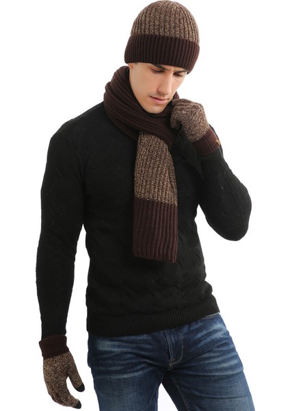 Erkek ve Kadın Kışlık Polar Örme Şapka 3'lü Set (Yurt Dışından)