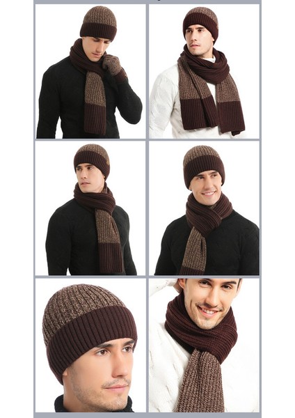 Erkek ve Kadın Kışlık Polar Örme Şapka 3'lü Set (Yurt Dışından)