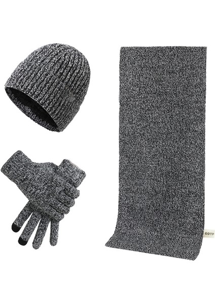 Erkek ve Kadın Kışlık Polar Örme Şapka 3'lü Set (Yurt Dışından)