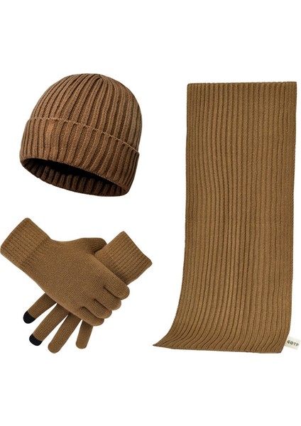 Erkek ve Kadın Kışlık Polar Örme Şapka 3'lü Set (Yurt Dışından)