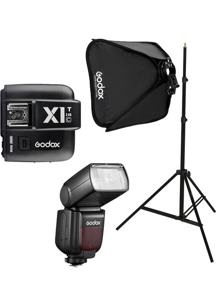 TT685II-C Canon Flaş Full Set Tepe Flaş + x 1 Tetikleyici + Işık Ayağı + 50 x 50 Softbox