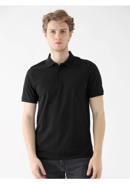 Siyah Erkek Slim Fit Polo Yaka Tshirt