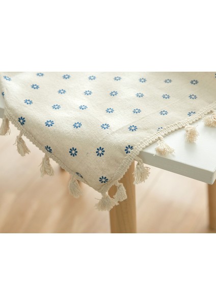 Çok Amaçlı Masa Örtüsü Piknik Örtüsü ve Masa Örtüsü Mavi Papatya Desenli 140X250CM (Yurt Dışından)