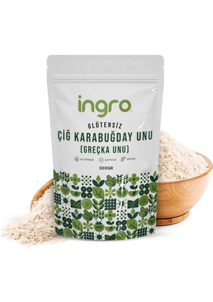 Ingro Glutensiz Çiğ Karabuğday Unu (Greçka Unu) 500 G