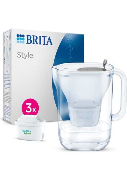 Brıta Style XL ''3 X Maxtra Pro All-in 1 Filtreli'' Su Arıtma Sürahisi - Gri