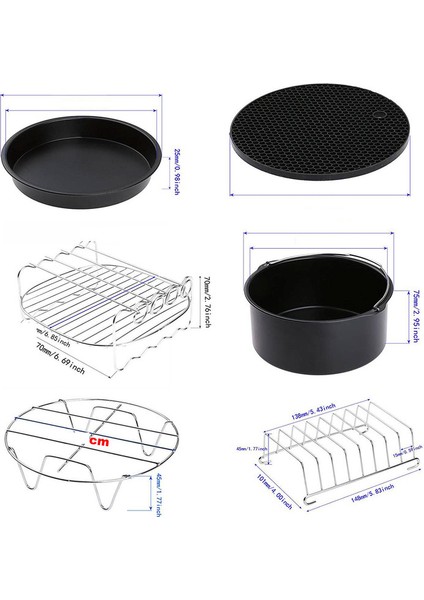 Air Fritöz Aksesuarları 8 Inç (20 cm Çap) 8'li Pişirme Seti (Yurt Dışından)