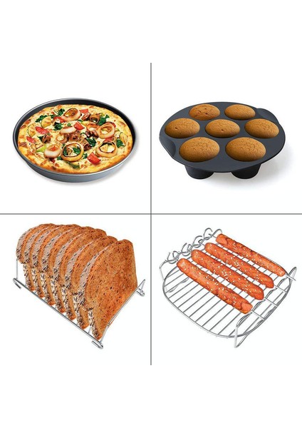 Air Fritöz Aksesuarları 8 Inç (20 cm Çap) 8'li Pişirme Seti (Yurt Dışından)