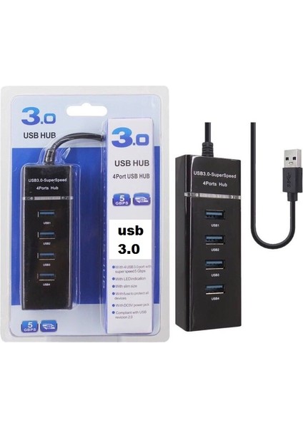 Ata Elektronik 4 Port USB 3.0 Hub Splitter Dağıtıcı 4lü Dörtlü Çoklayıcı Çoğaltıcı Yüksek Hızlı Hub 5gbps