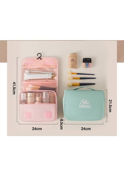 Seyahat Kancası Makyaj Çantası Pu Su Geçirmez Kozmetik Çantası Büyük Kapasiteli (Yurt Dışından) indirimleri
