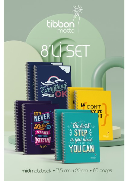 Motto Midi Defter Spiralli 8'li Set Motto 8