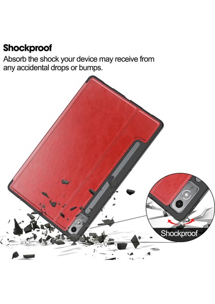 Lenovo P12 12.7 Için Otomatik Uyandırma Uyku Özellikli Darbeye Dayanıklı Deri Tablet Kılıfı (Yurt Dışından) modelleri