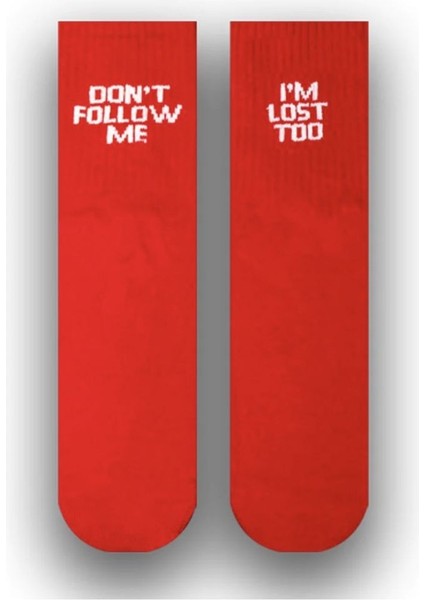 Don't Follow Me Kırmızı Kolej Çorabı