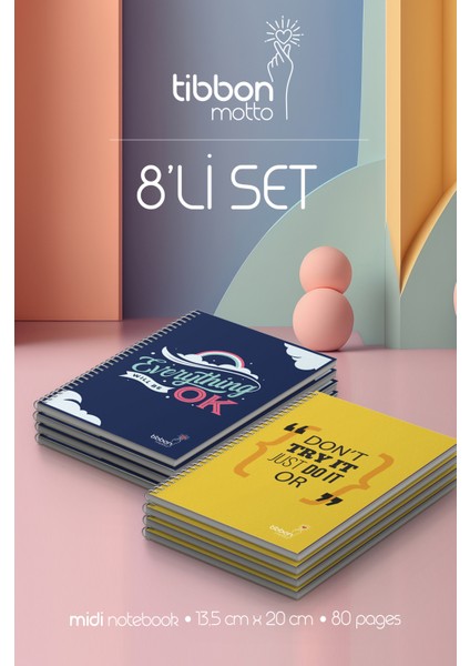 Motto Midi Defter Spiralli 8'li Set Motto 5